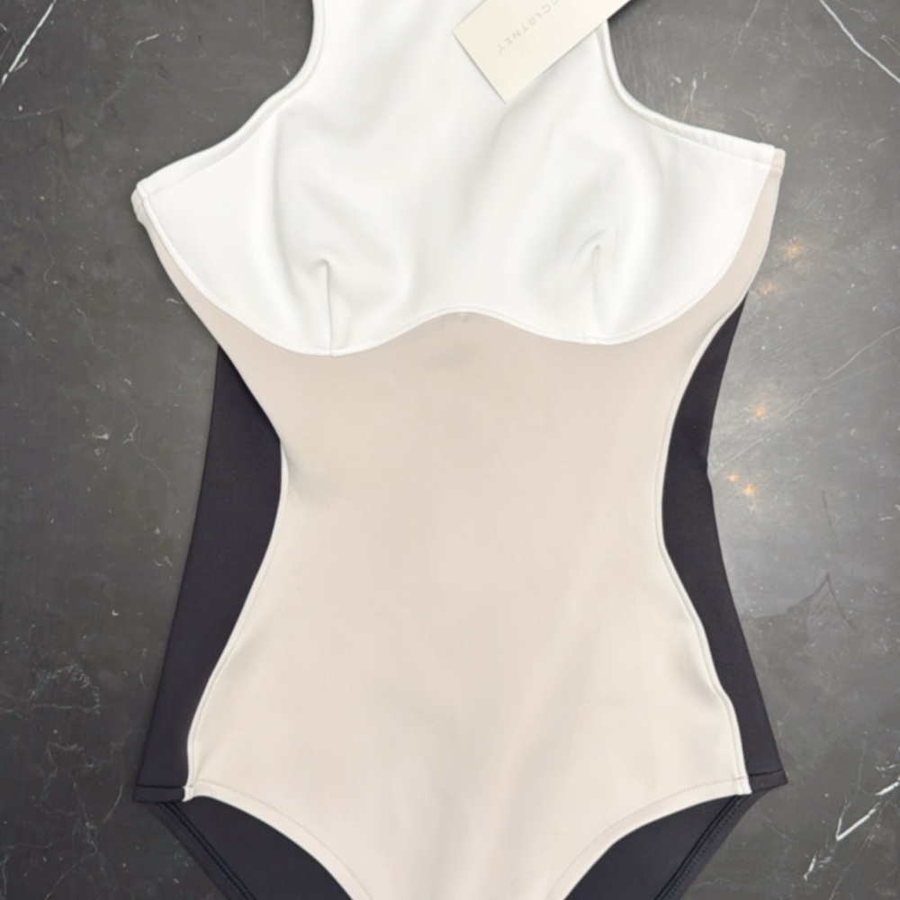 Stella McCartney White and Black One Piece Swimwear